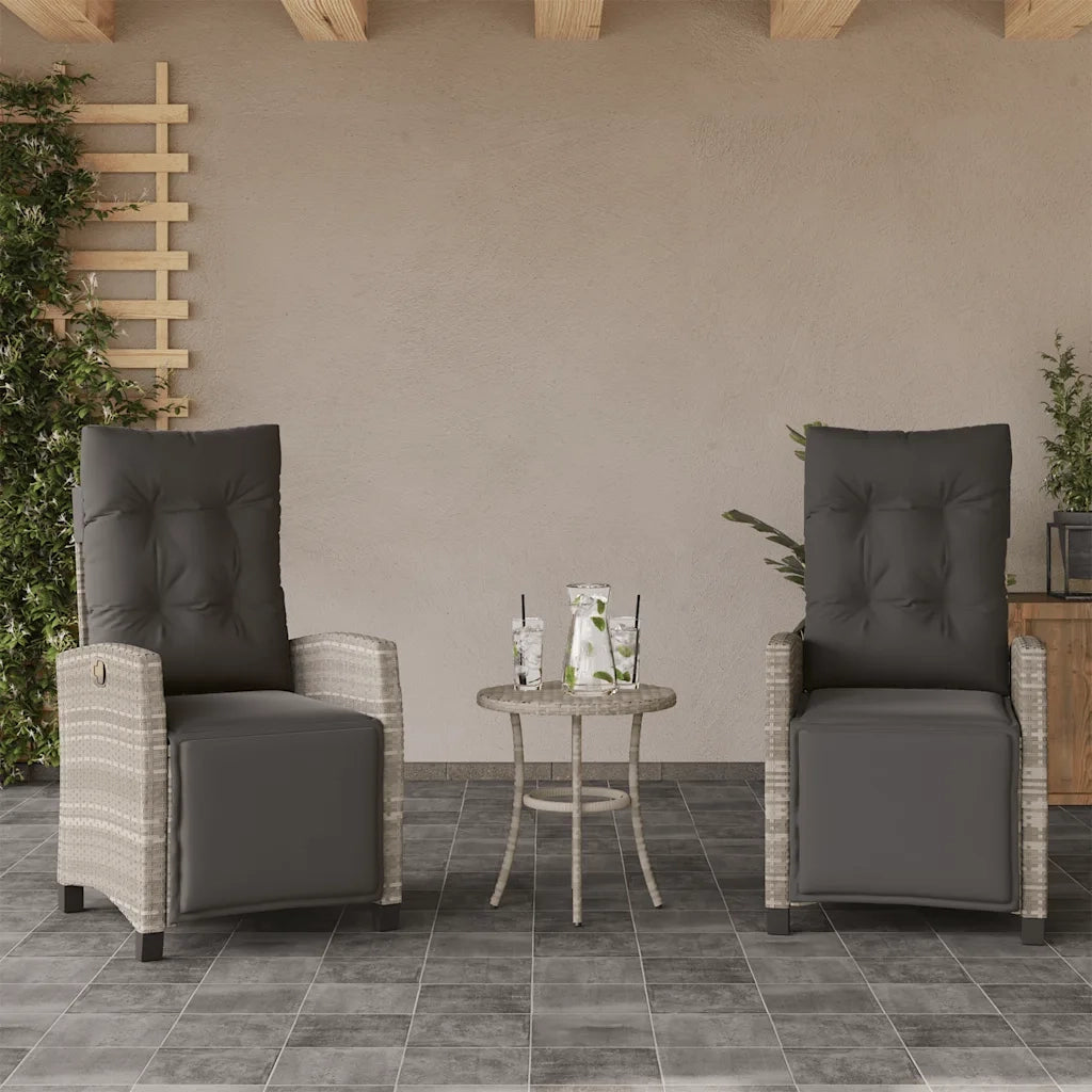 Set da Bistrò 3 pz con Cuscini Grigio Chiaro in Polyrattan 365254