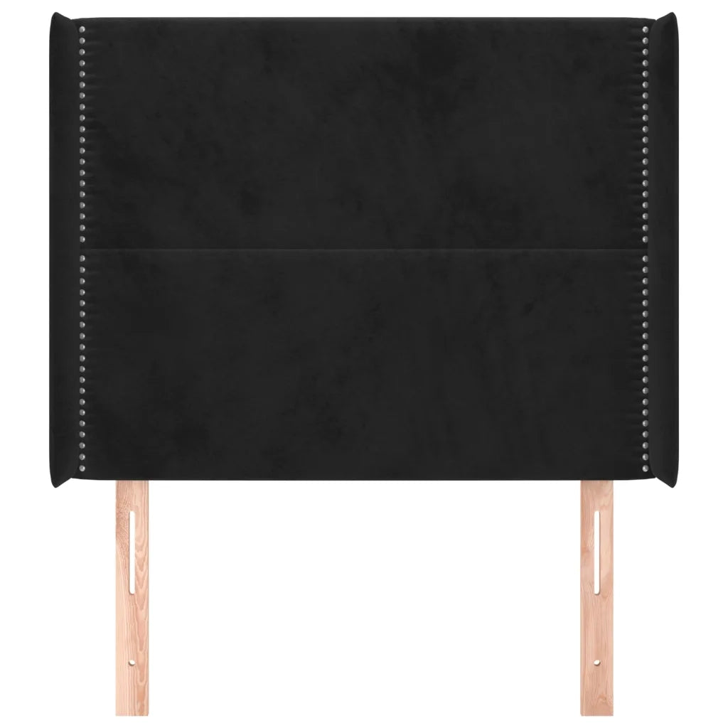 Testiera ad Orecchio Nera 93x16x118/128 cm in Velluto 3119478