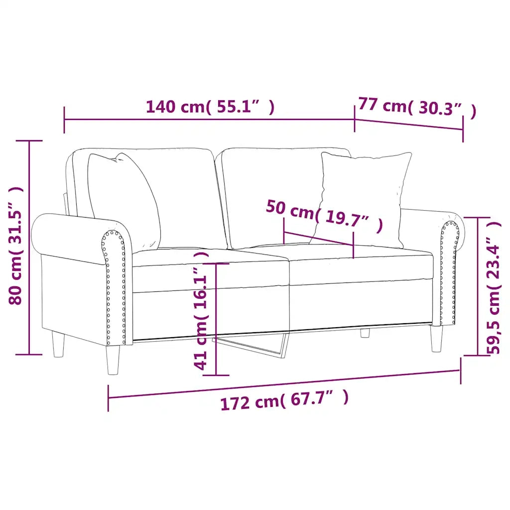 Divano a 2 Posti con Cuscini-Sofa 2 Posti con Cuscini Nero 140 cm in Velluto 993253