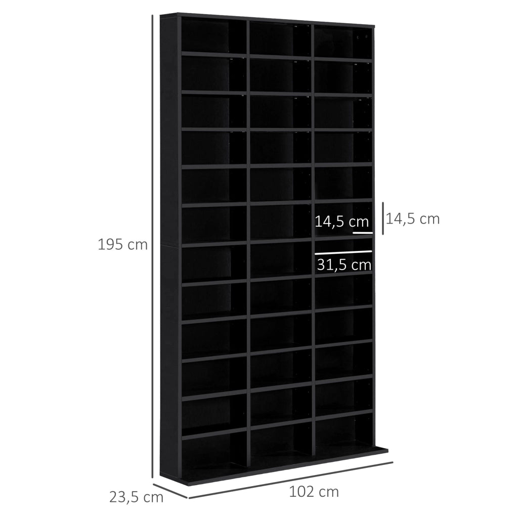 Libreria per CD DVD ¨C Xylo ¨C 36 scomparti ripiani regolabili nero 102x23,5x195cm