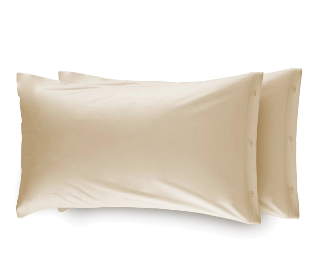 Completo Lenzuola In 100% Cotone In Tinta Unita Made In Italy - Maxi - Beige