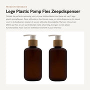 Set di Dispensatori di Sapone da 2 pezzi 250ml - Bottiglie in Plastica - Coperchio in Legno - Amichevole con l'ambiente - Riciclabile - Finestra opaca - Dispenser in bottiglia