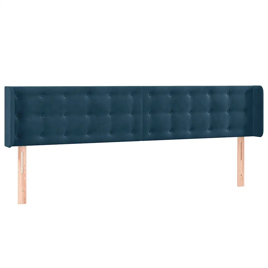 Testiera | Testata ad Orecchio Blu Scuro 183x16x78/88 cm in Velluto