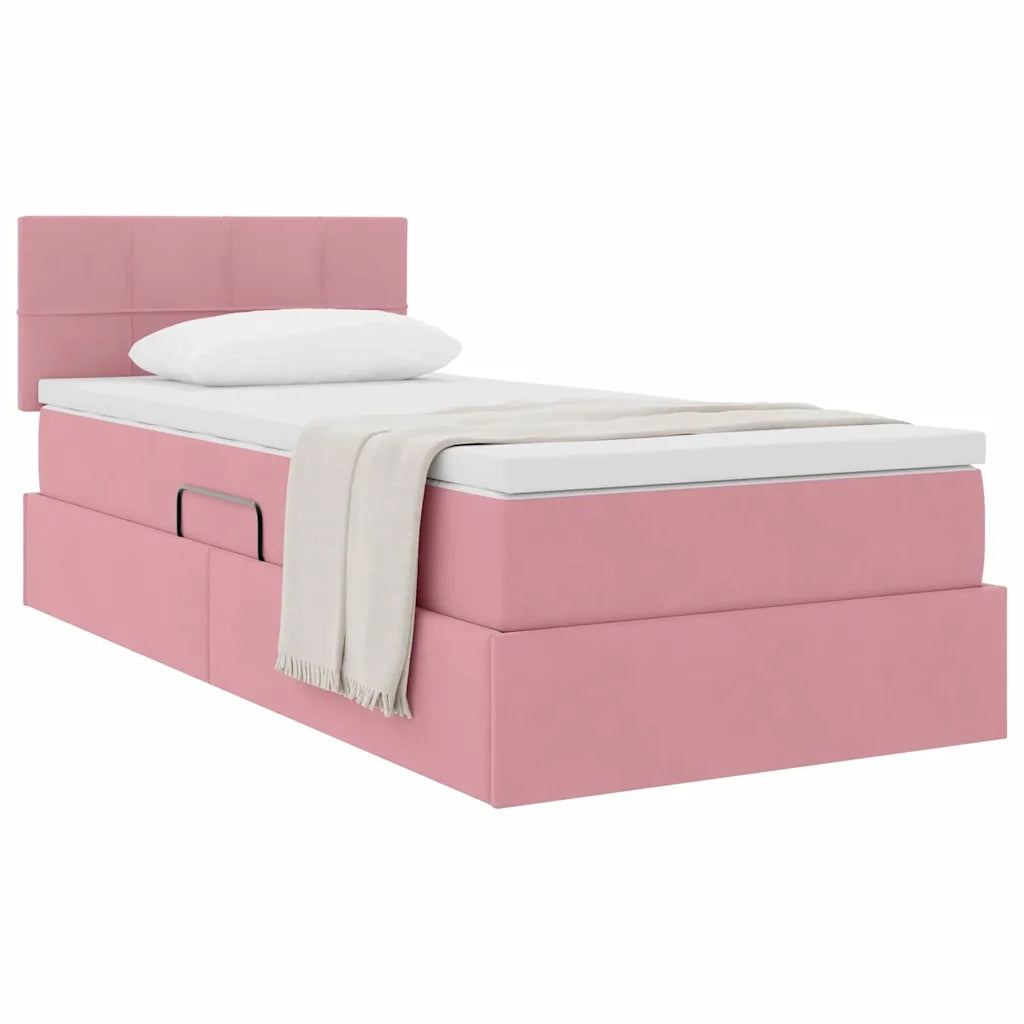 Letto con Contenitore con materasso Rosa 90 x 190 cm Velluto