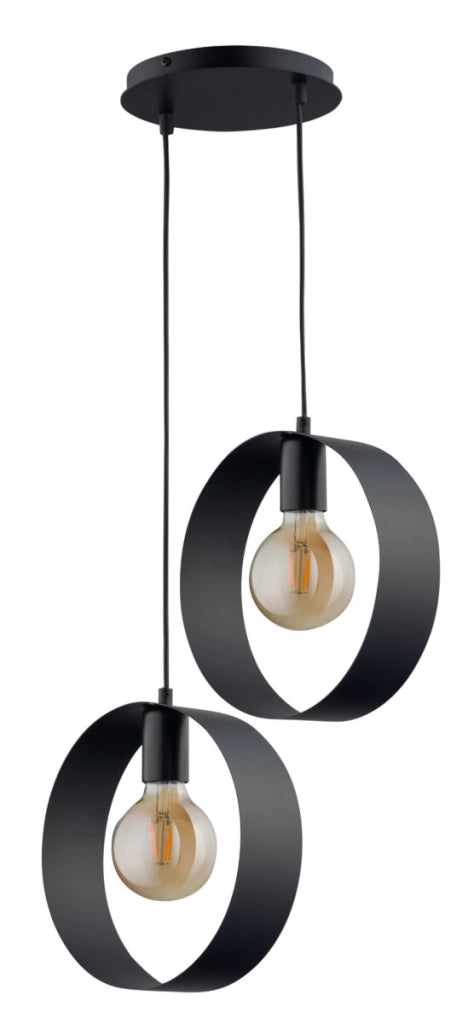 Lampada a sospensione moderna nera Happy 2xE27 Sigma