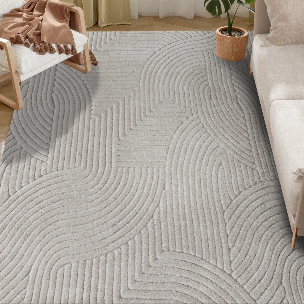 Tappeto Moderno ¨C Minimal ¨C 230x160 cm Grigio Pelo Corto Antiscivolo