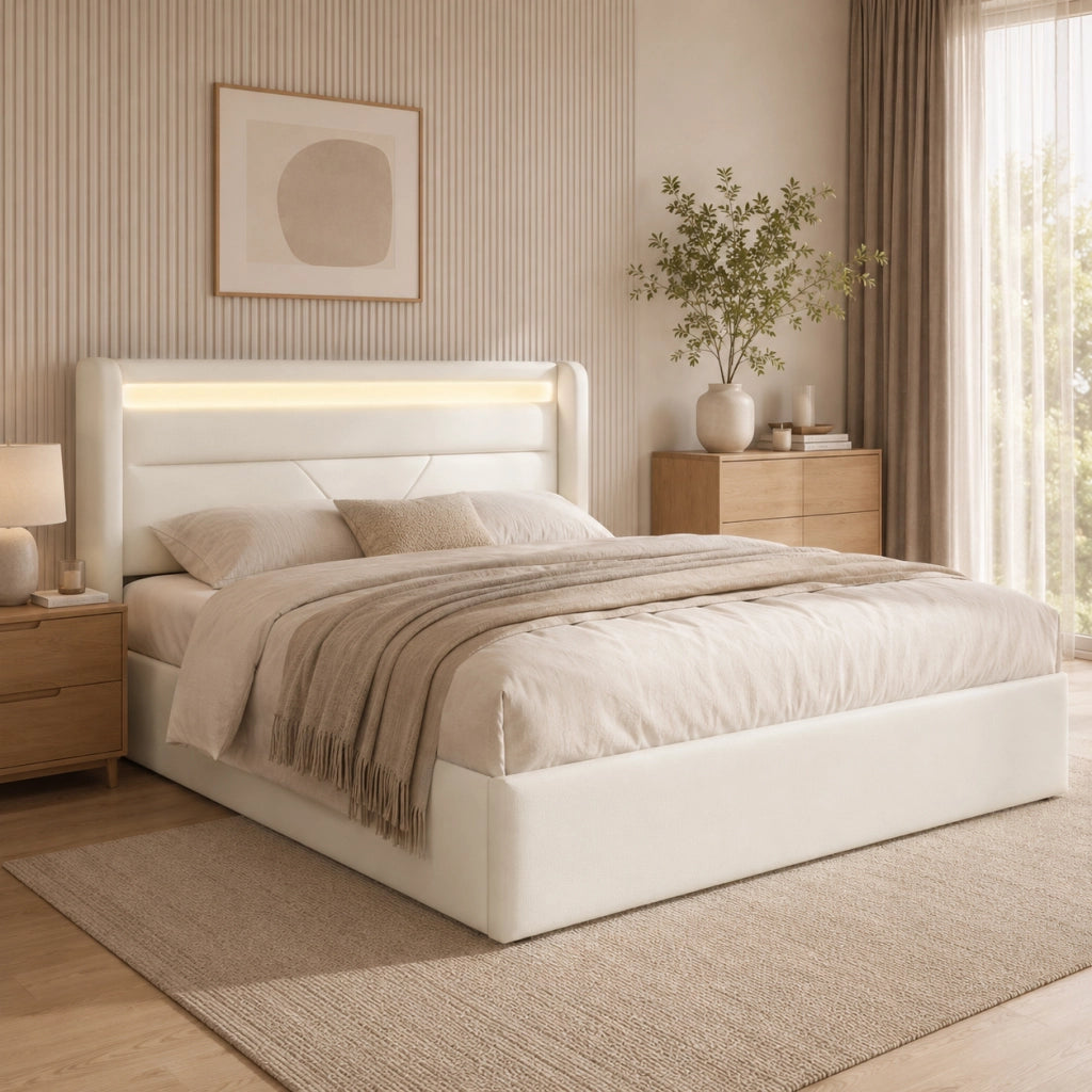 letto imbottito pu bianco 160x200 cm
