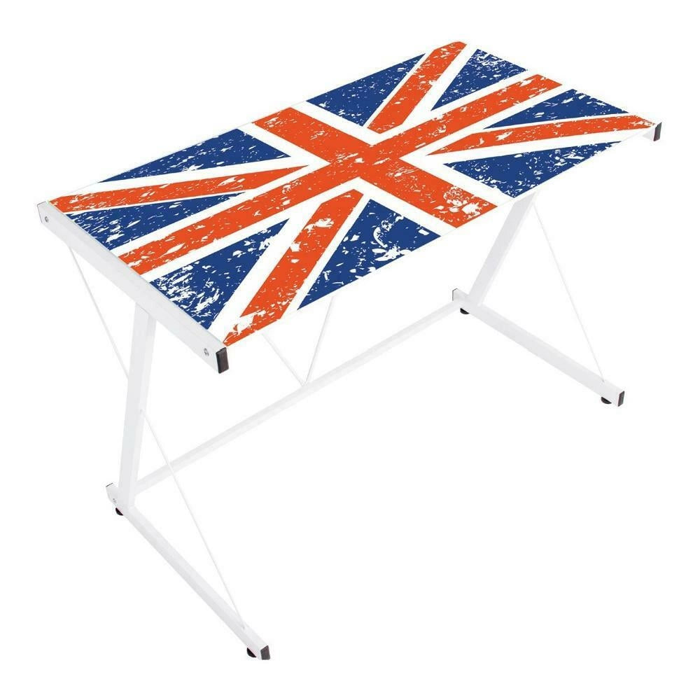 Scrivania Vetro Temperato Cameretta PC Ufficio Bandiera Inglese British Bizzotto