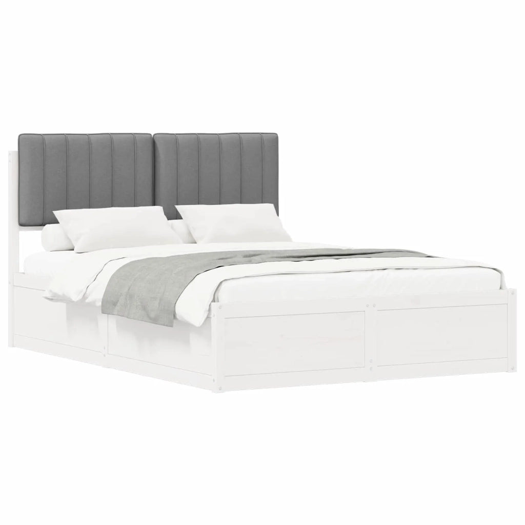 Letto con Testiera Rivestita Grigio chiaro 140 x 190 cm