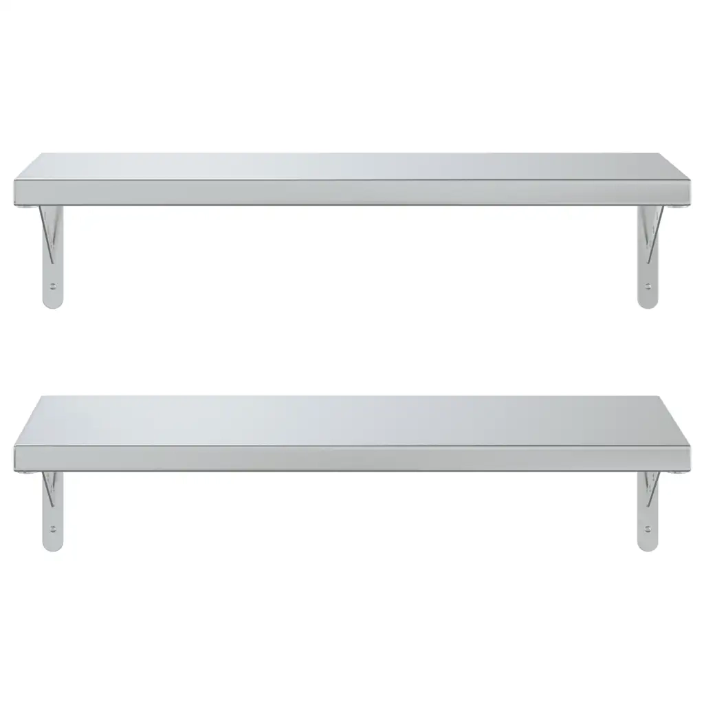 2 pz Mensole a Muro | Scaffale Parete | Ripiano a parete 75x30 cm Argento in Acciaio Inossidabile