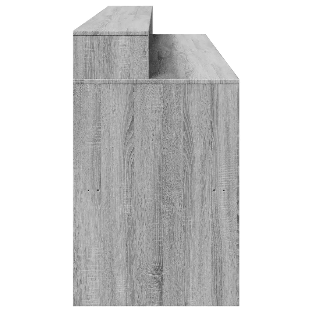 Scrivania | Tavolo da Ufficio con Luci LED Grigio Sonoma 200x55x91cm in Truciolato