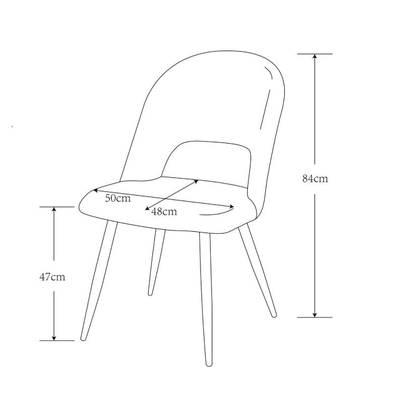 Sedia Lunetta imbottita in tessuto grigio con gambe nere set 2 pezzi