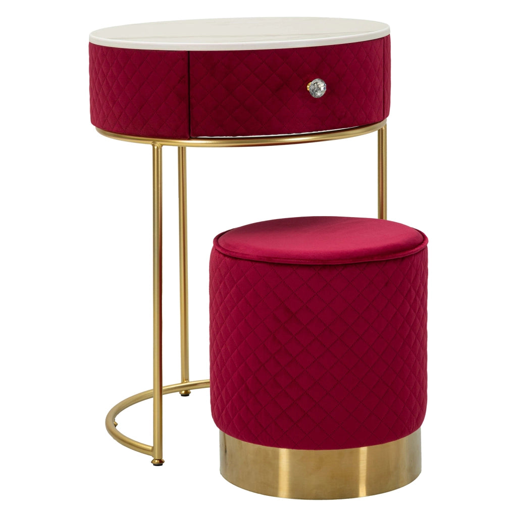 Mobile da Trucco Mbale, Toeletta un Cassetto, 52x52x70h cm Rosso