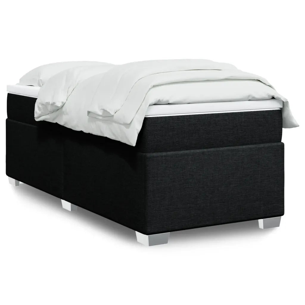Letto singolo | Letto per adulti | Giroletto a Molle con Materasso Nero 80x200 cm inTessuto