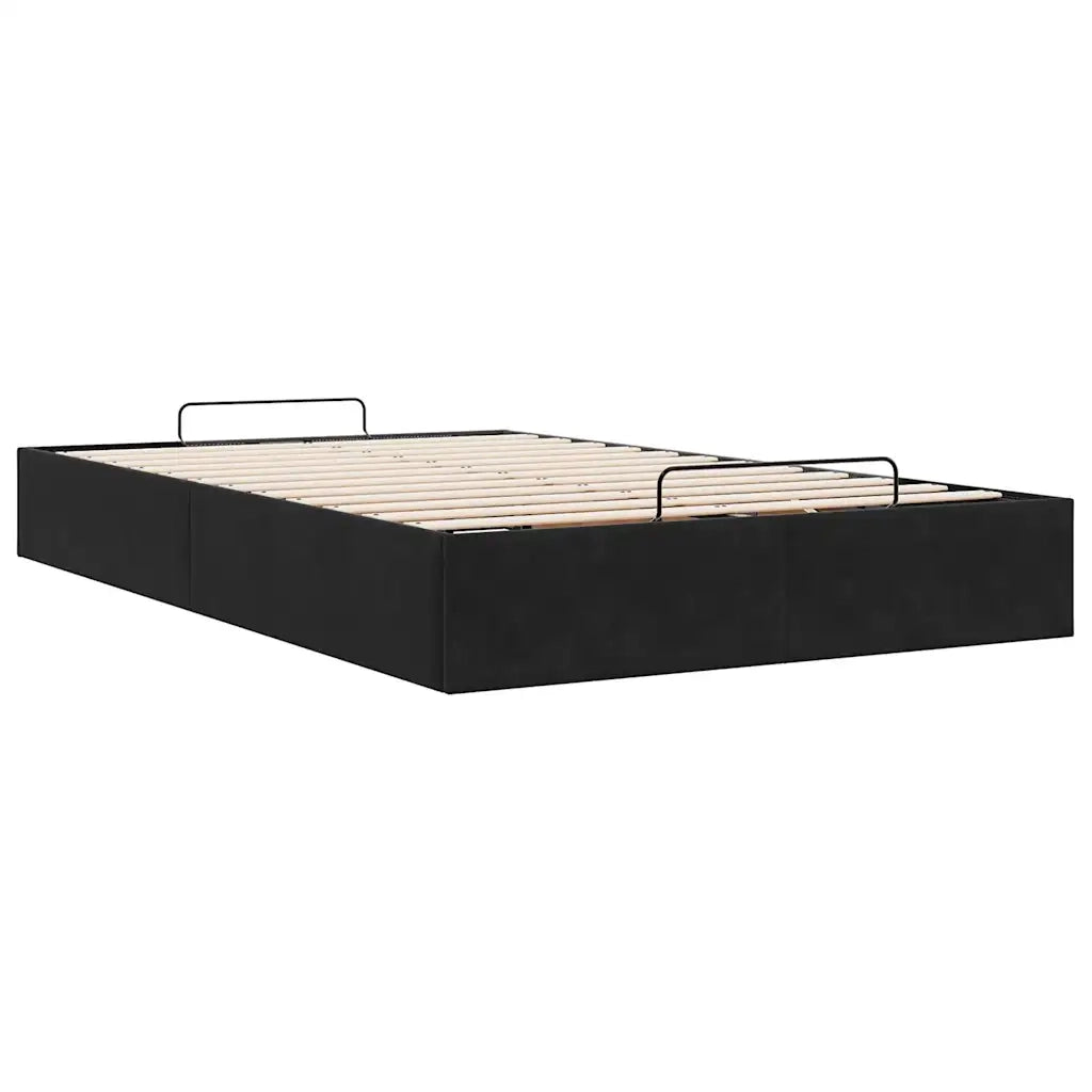 Struttura Letto Pouf senza Materasso-Giroletto con contenitore Nero 120x190 cm Velluto