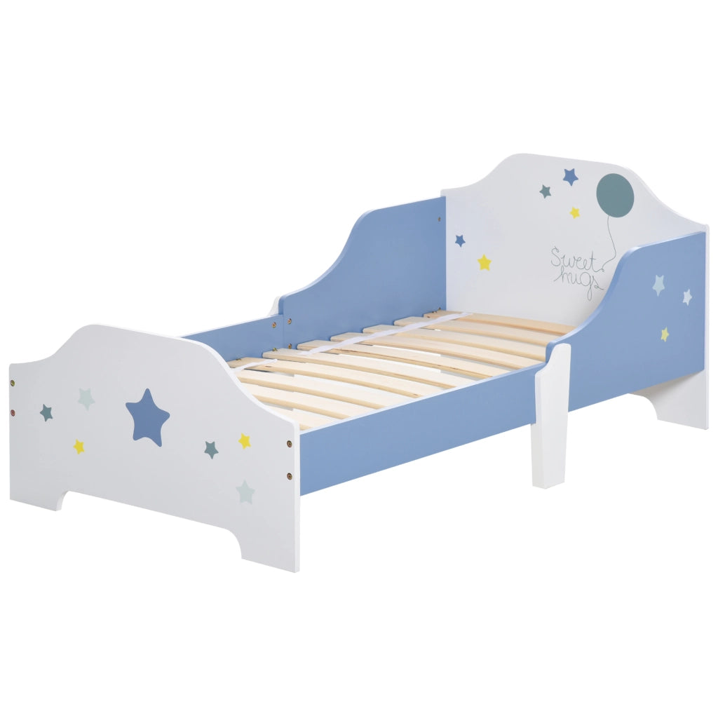 Letto basso per bambini con sponde ¨C Xylo ¨C blu e bianco