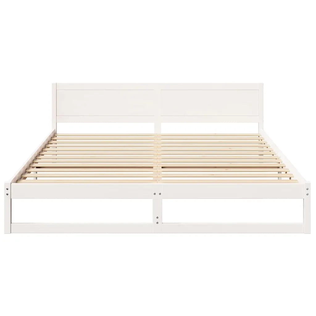 Struttura del letto-Giroletto-Rete del Letto Bianco 200 x 200 cm Pino massello 563675