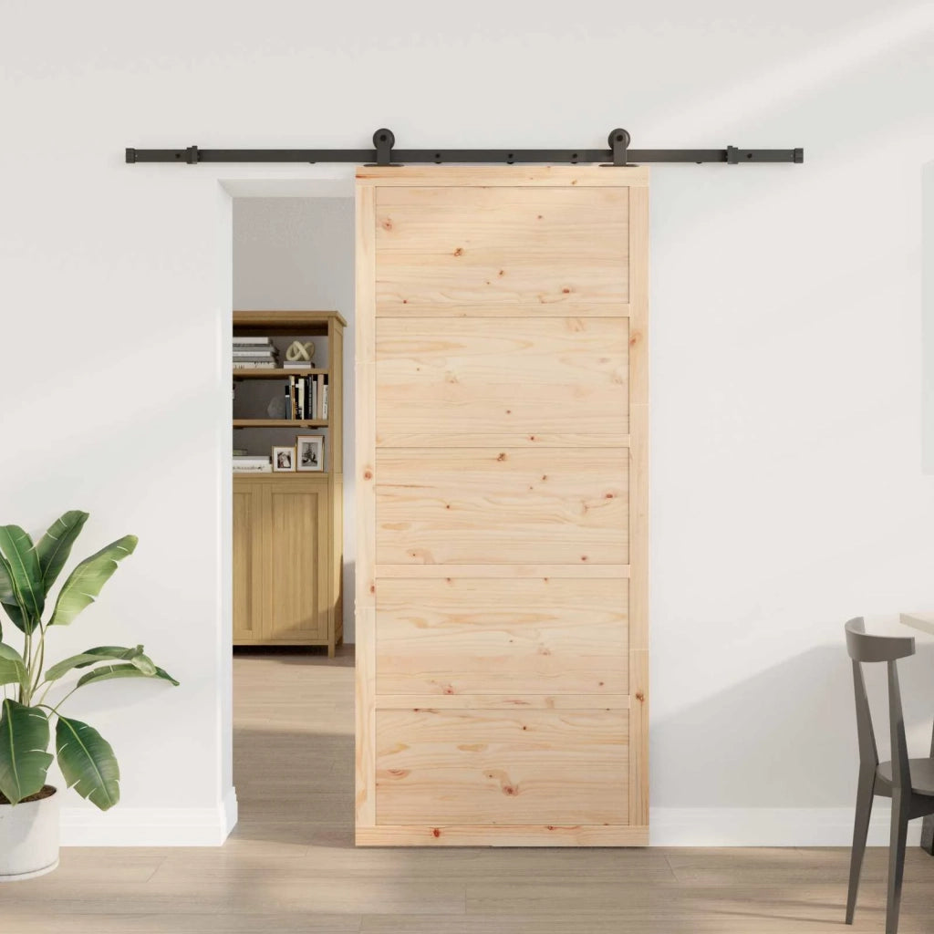 Porta scorrevole Naturale 80 x 208 cm Legno Massello di Pino 3445617