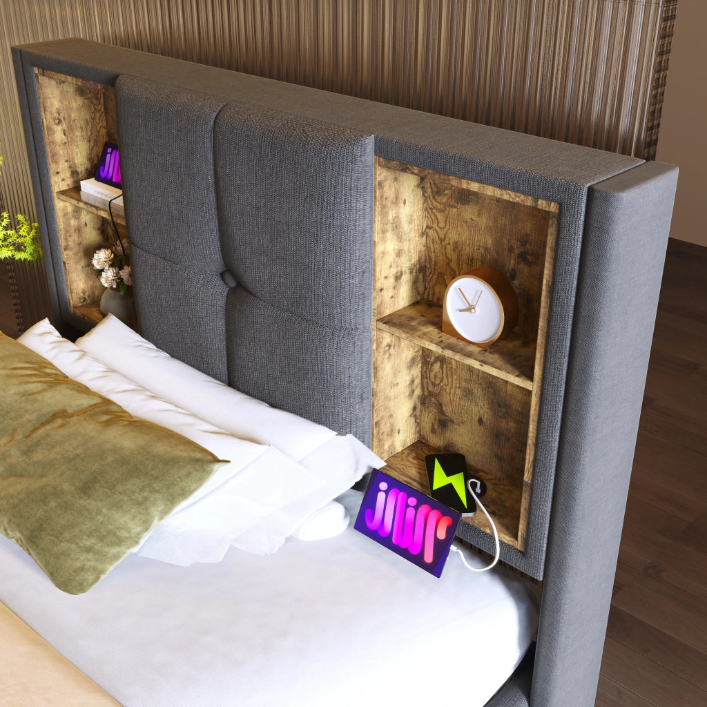 letto imbottito cotone grigio 90x200 cm
