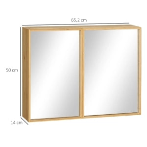 ARMADIO SPECCHIERA DA BAGNO 65,2x14x50 cm Bambù Naturale