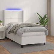 Giroletto Molle con Materasso e LED Bianco 100x200cm Similpelle 3139308