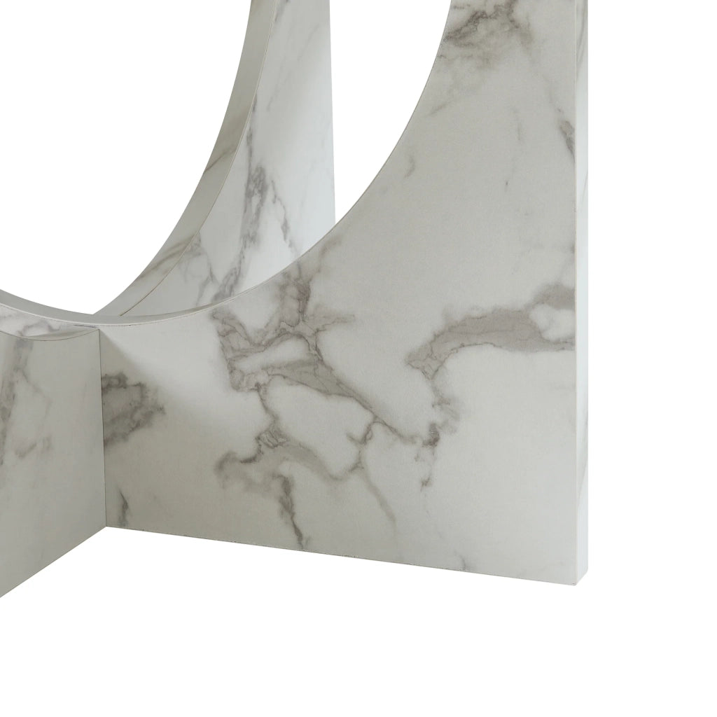 Tavolino/consolle/tavolino laterale 80 x 42 cm effetto marmo bianco 03_0010845