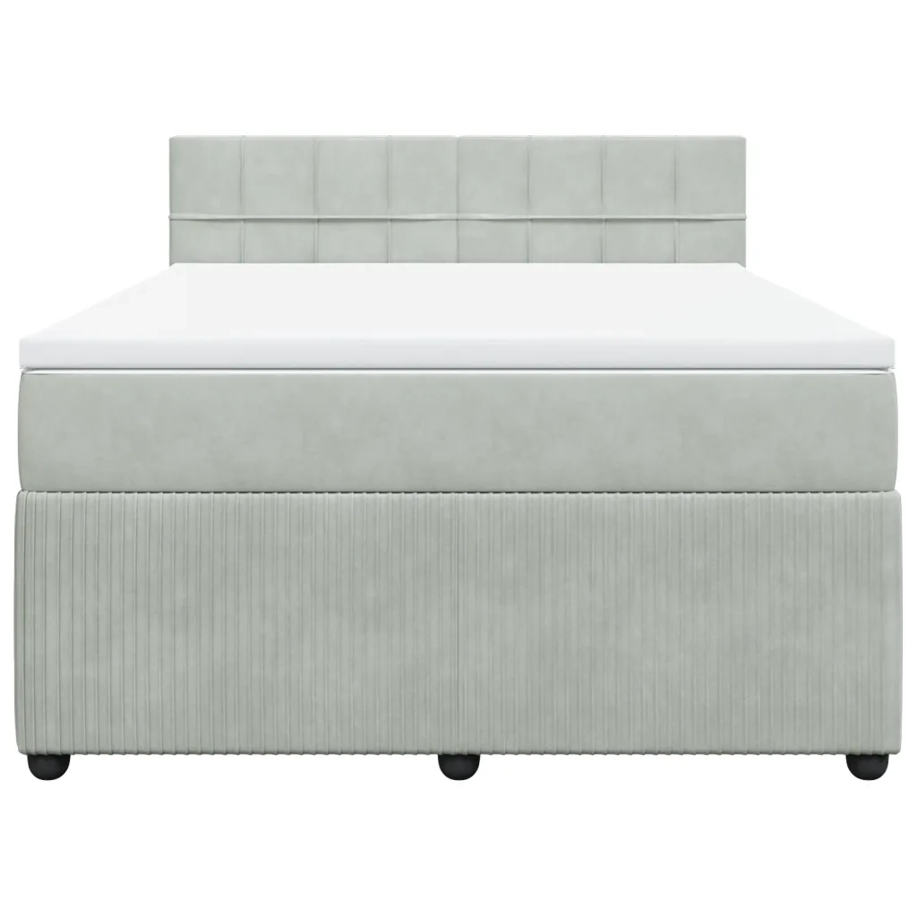 Giroletto a Molle con Materasso Grigio Chiaro 160x200cm Velluto 3290082