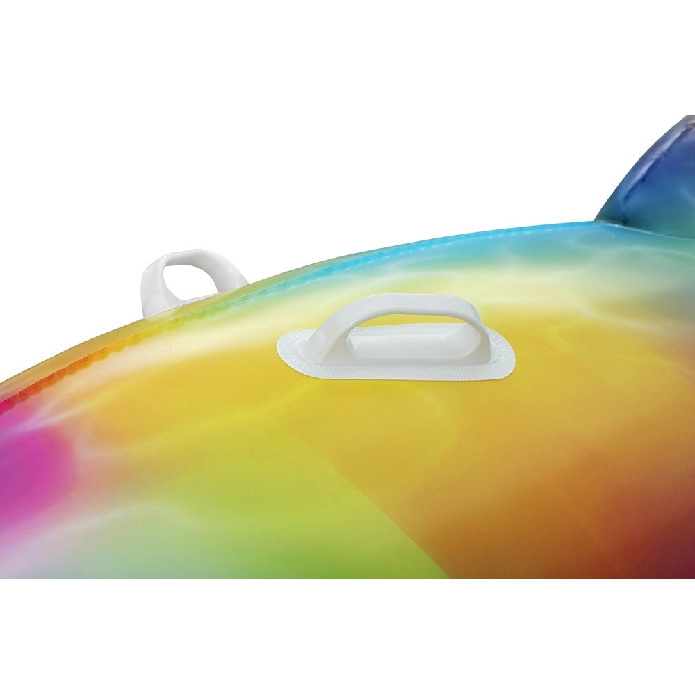 Trade Shop - Cavalcabile Gonfiabile Galleggiante A Forma Di Delfino Arcobaleno Maniglie 168x66cm 41541 -