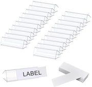 Etichettatore per tavolo da 120 pezzi - Supporto per cartelle prezzi - Materiale PVC - Translucido - Bordo in legno - Design flessibile - Alta capacità - Cartelle prezzi