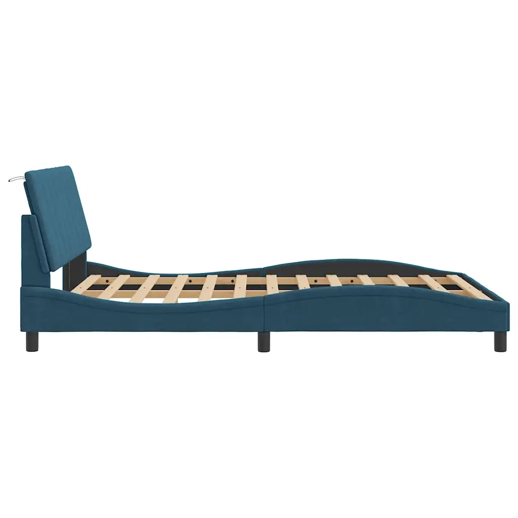Giroletto senza Materasso-Struttura Letto Hanko Blu 140x200 cm in Velluto