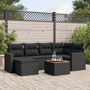 Set Divani da Giardino con Cuscini 7pz Nero Polyrattan 3224221
