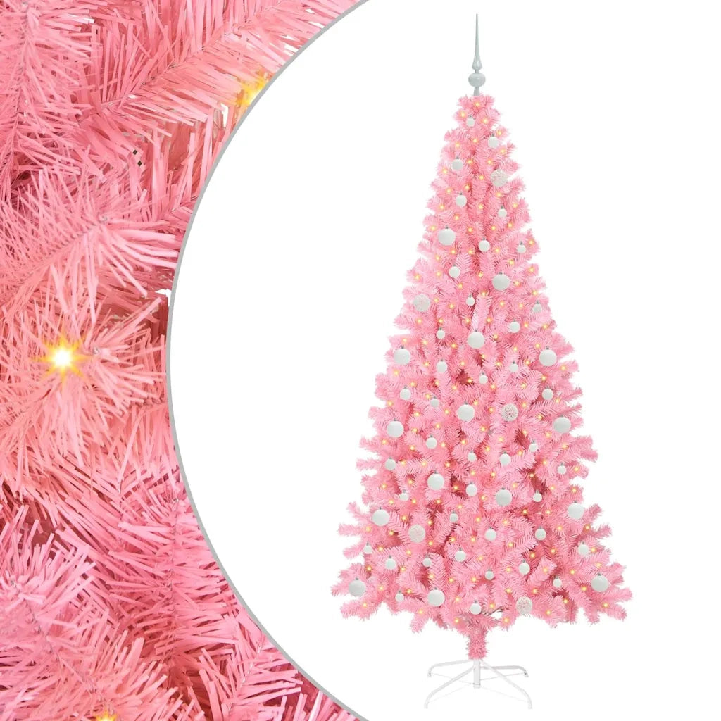 Albero di Natale | Decorazioni natalizie con 300 LED con supporto Rosa 210 cm PVC