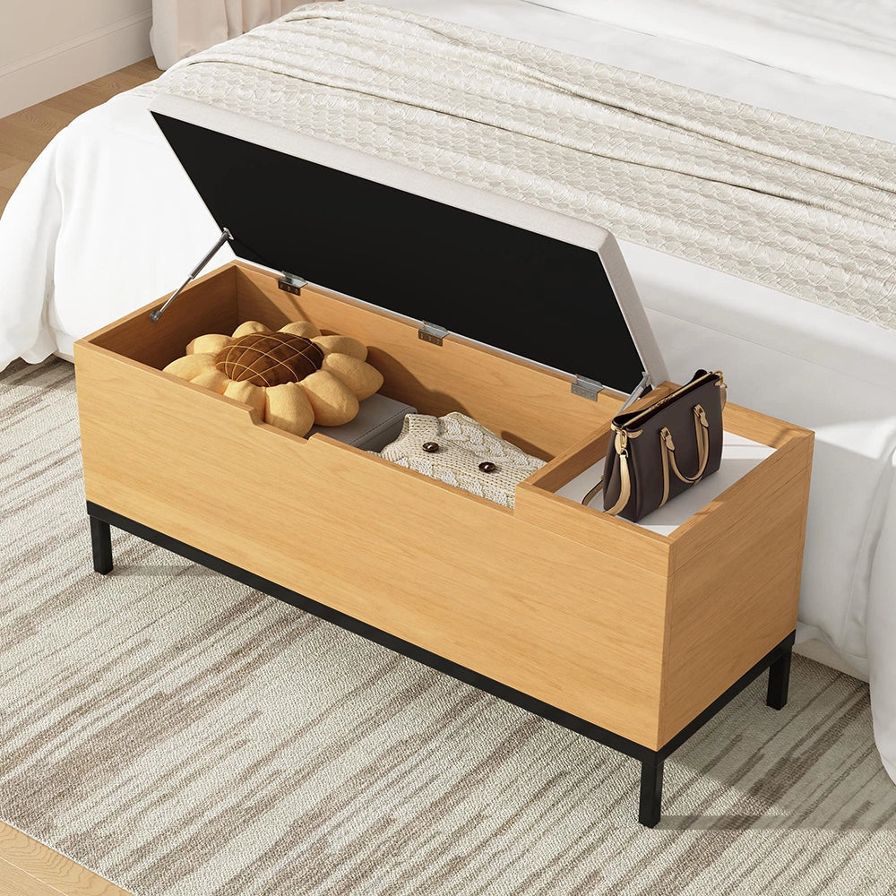 Panca Ingresso 115x49.5x40cm - Xylo - con Seduta e Contenitore, Colore Naturale