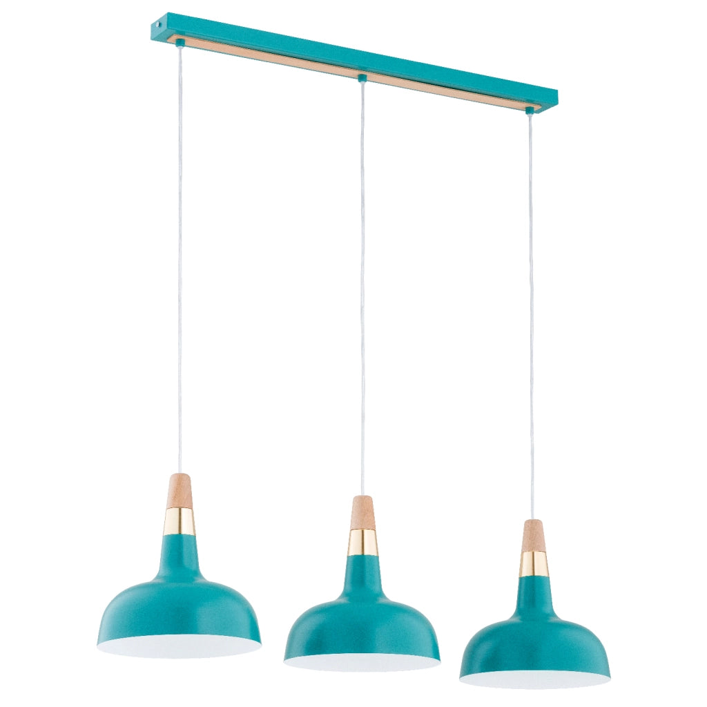 Lampada a sospensione Rodos menta legno 3xE27 Alfa