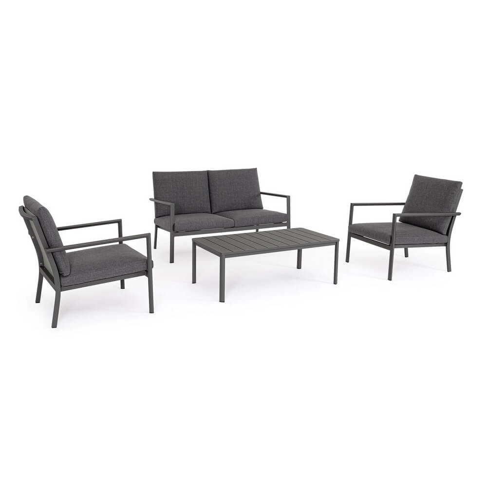 Set da 4 Salotto da Giardino in Alluminio con Cuscini - FYRON