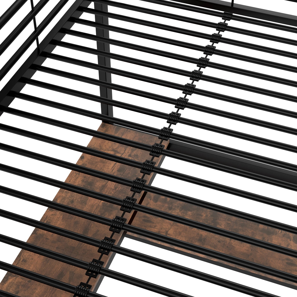 LETTO A CASTELLO 90 x 200 cm con scrivania e LED, metallo, nero