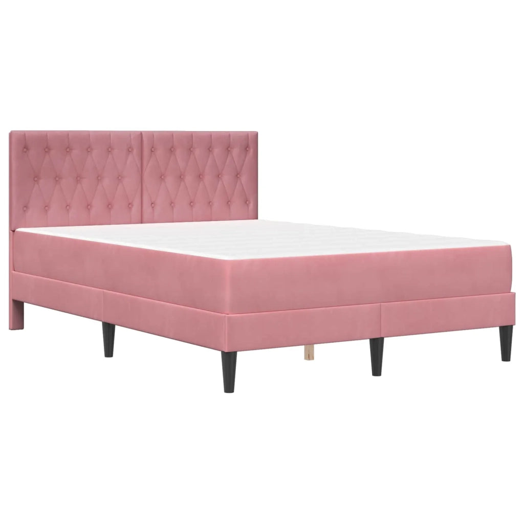 Struttura letto con materasso Rosa 140 x 200 cm Velluto 3415057