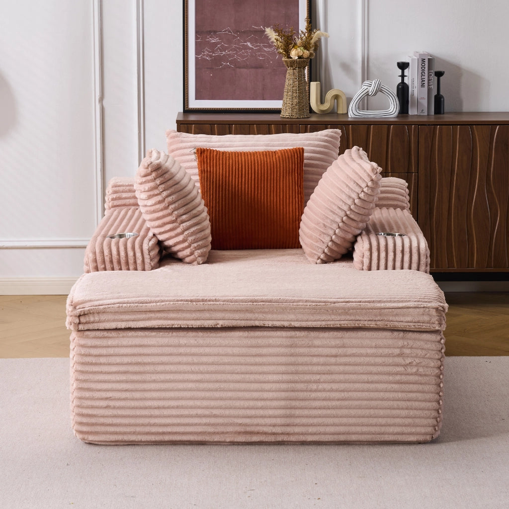 Divano letto ¨C zephmum ¨C rosa, tessuto morbido, con cuscini e coperta