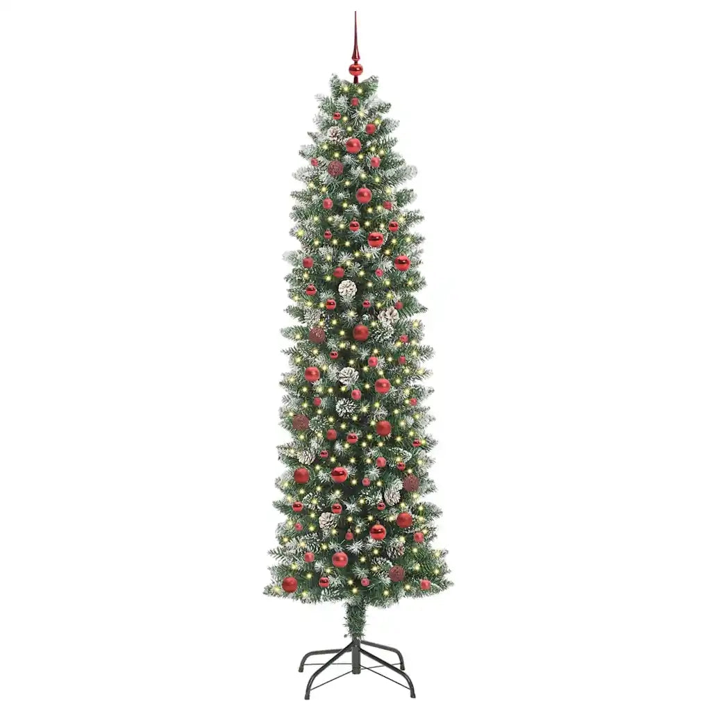 Albero di Natale Artificiale Sottile Verde e Bianco 240 cm 3395317