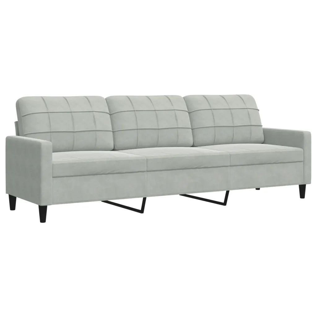 Divano a 3 Posti-Sofa 3 Posti Grigio Chiaro 210 cm in Velluto