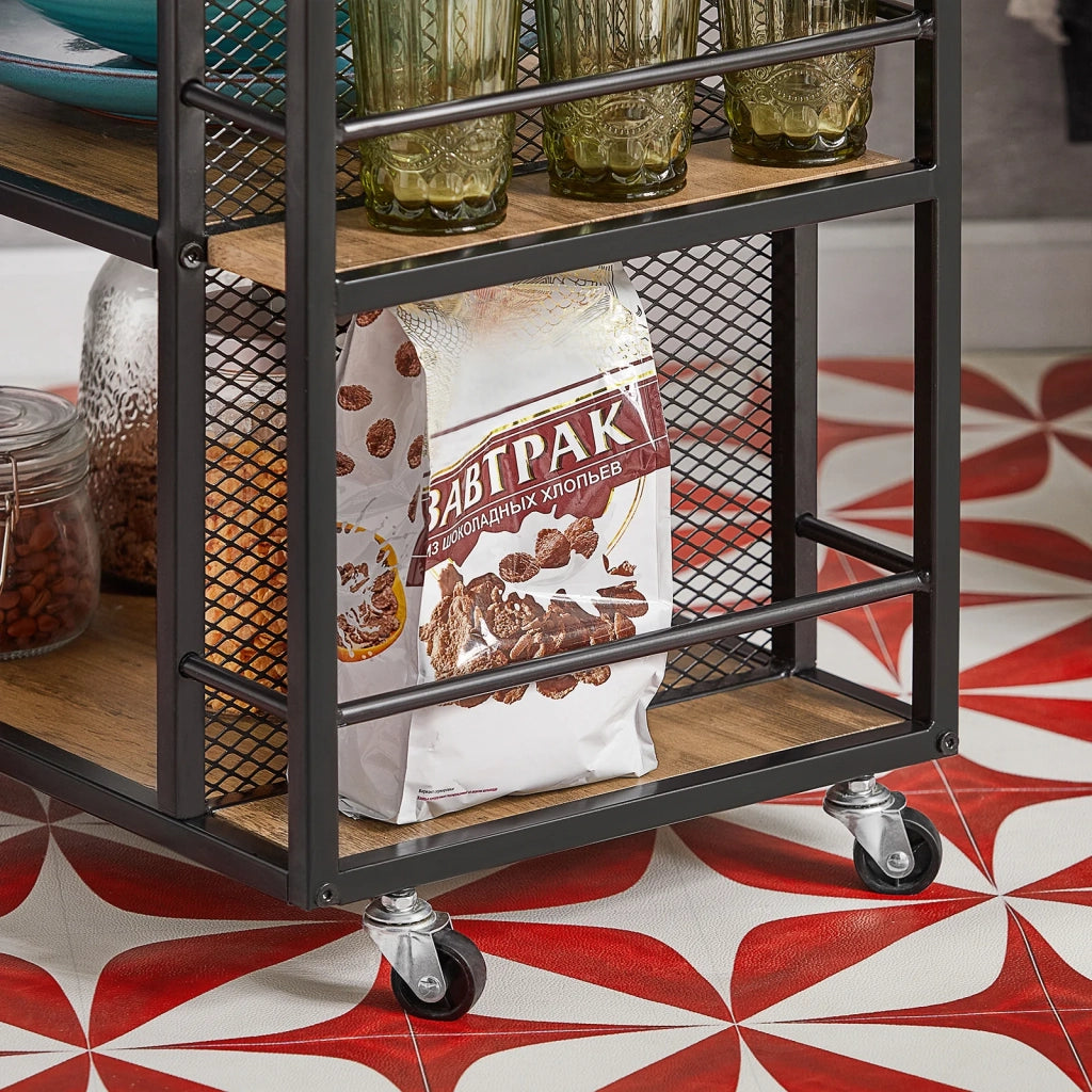 Carrello da portata con 6 ripiani e 1 cassetto Carrello laterale Carrellino da cucina con ruote FKW99-N