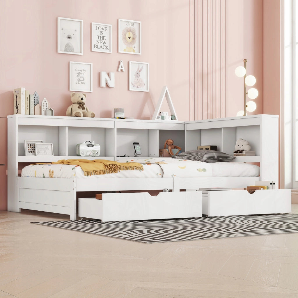 Daybed 90x200 - Xylo - Bianco con cassetti e porta USB