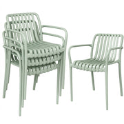 Set 4 Sedie da Giardino Impilabili ¨C Xylo ¨C Polipropilene Anti-UV Braccioli Schienale Ergonomico Grigio Verde