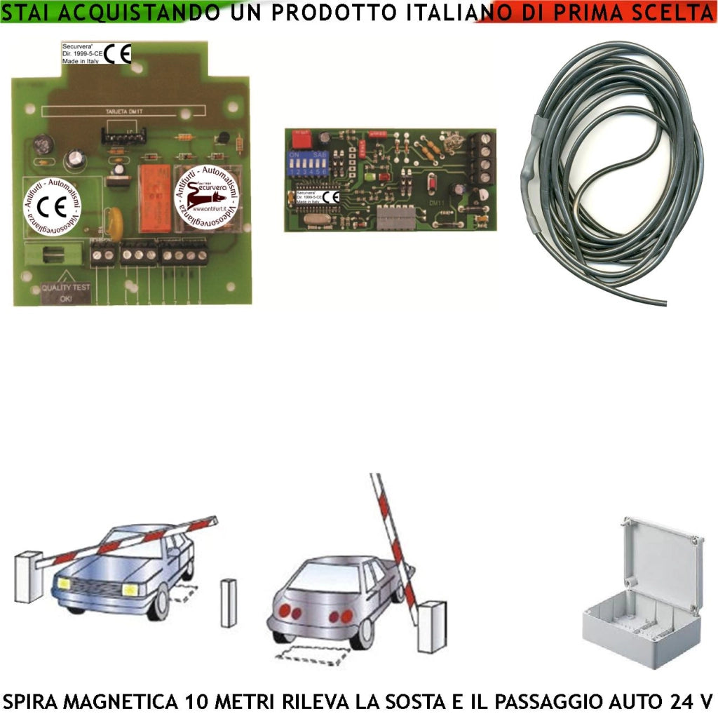 Rileva Passaggio o Sosta Veicolo Spira Magnetica Interrata 10 Metri Alimentazione 12/24 Vacdc Utile Comando Automatismo Barra Semaforo Sicurezza Controllo Accessi