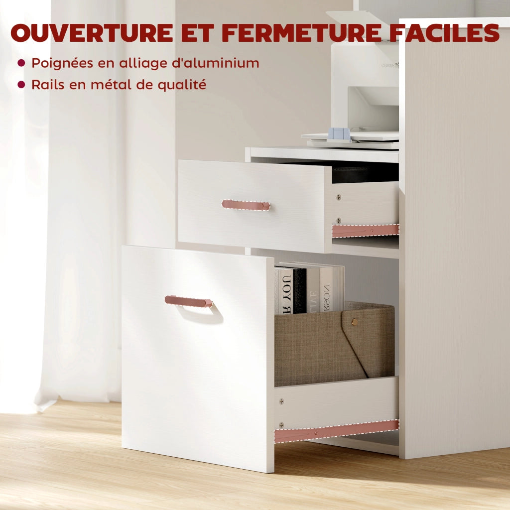 Scrivania con cassetti e scaffale ¨C Minimal ¨C 137x55x92 cm bianco