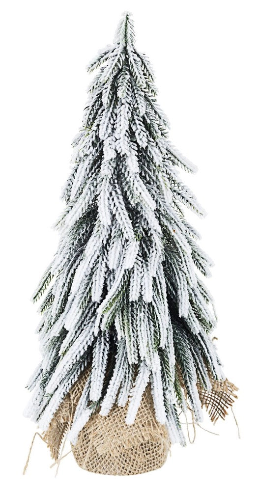Mini Albero di Natale Innevato da Tavolo Mobile Piccolo Juta Pino Cimone 35 cm