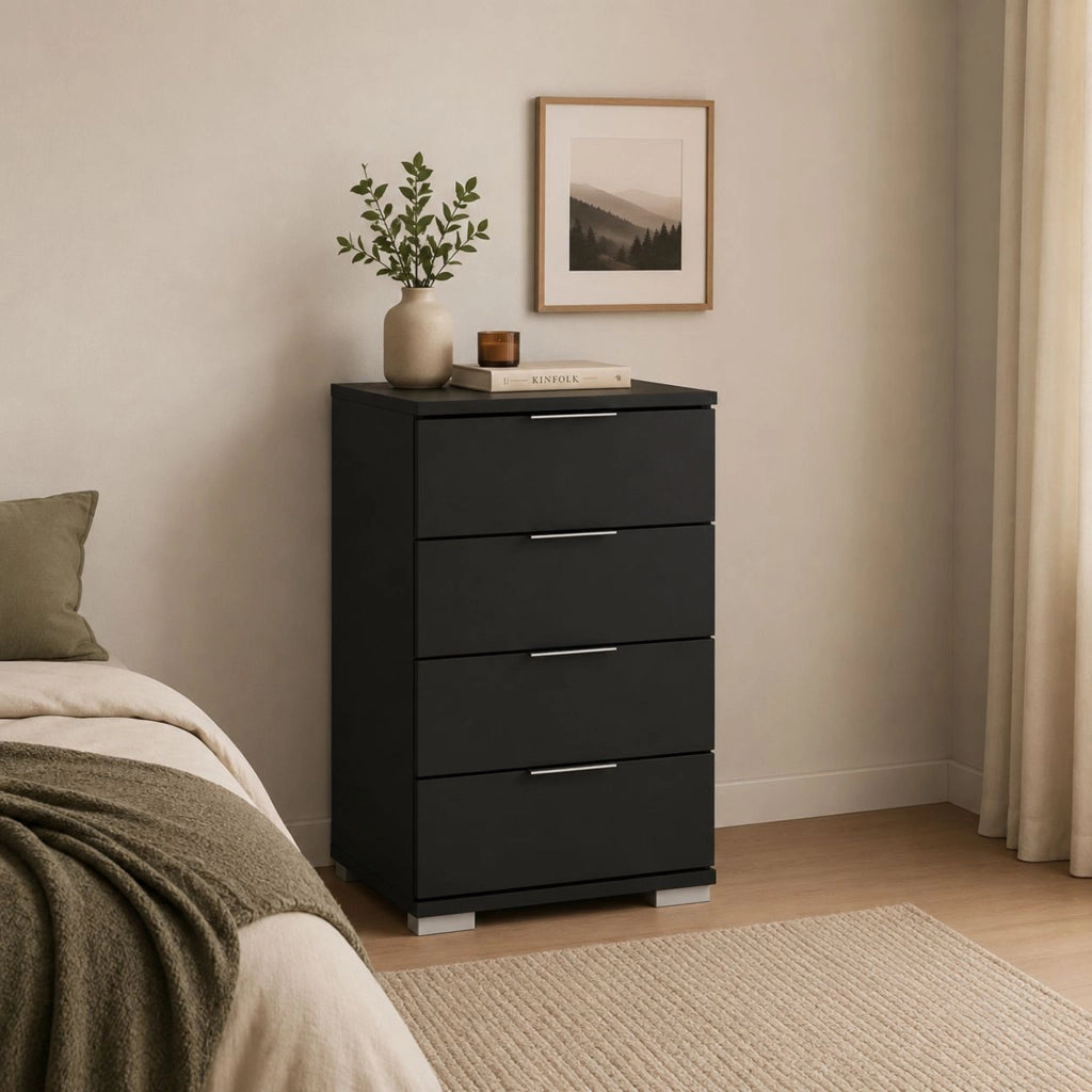 Laka, Cassettiera 4 Cassetti, 46x42x79h cm Nero Antracite