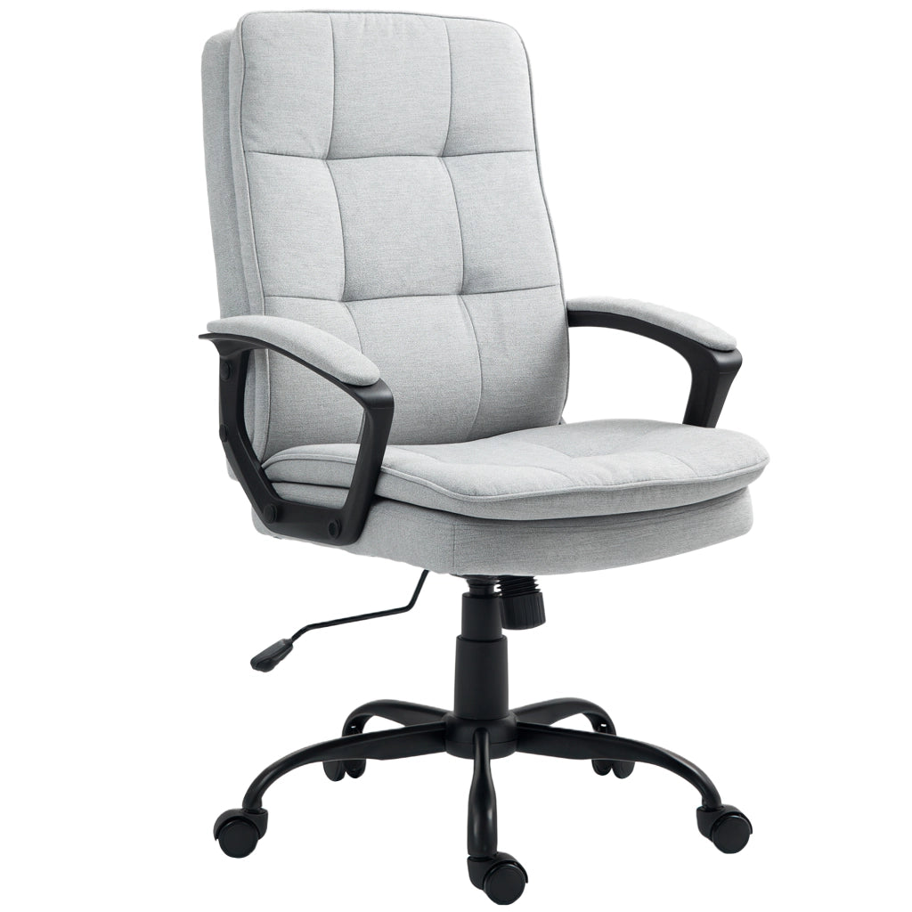 Sedia da Ufficio Ergonomica con Braccioli, Altezza Regolabile e Funzione Basculante, in Poliestere Grigio 63 × 70 × 102-112 cm
