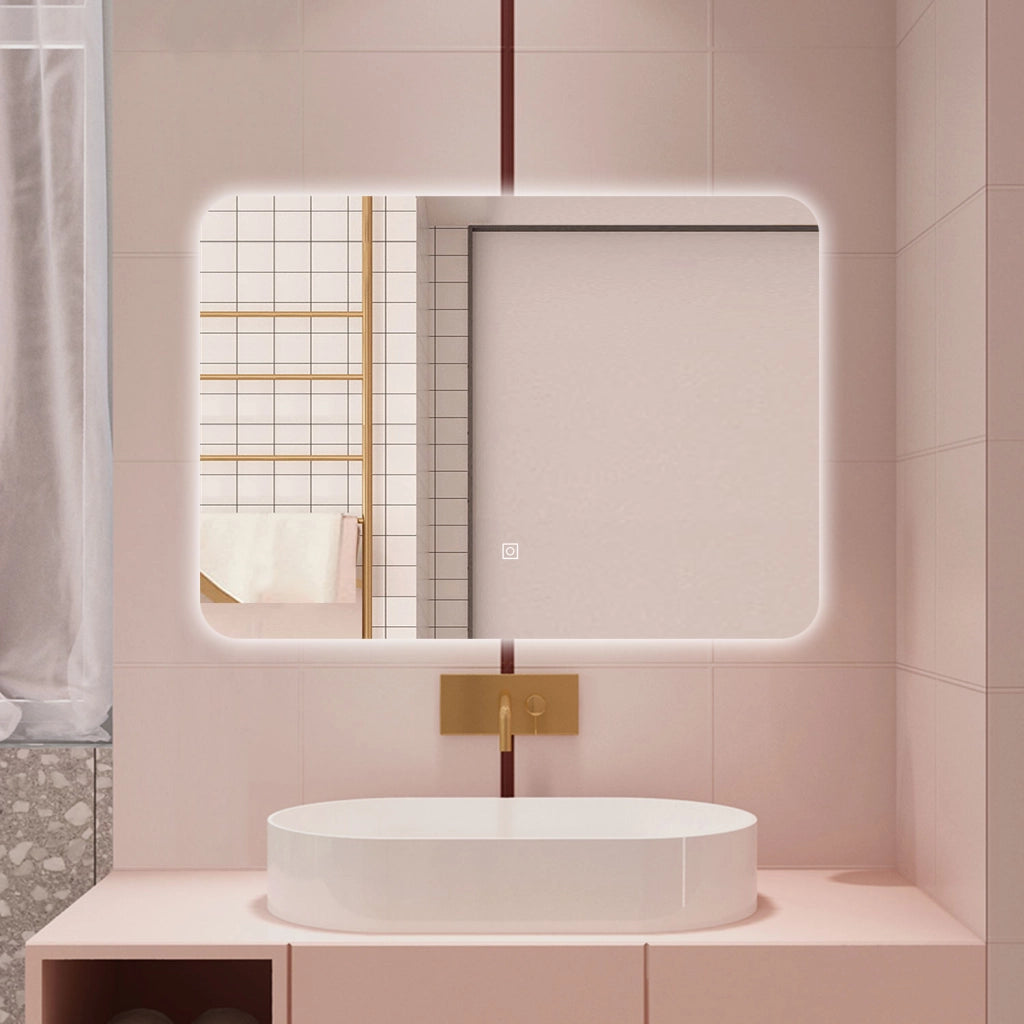 AICA Specchio da bagno 100 x 70 cm, dimmerabile, interruttore touch, Funzione Memoria
