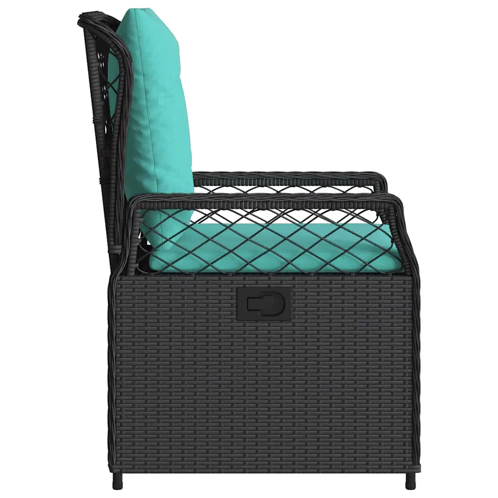 Sedie da giardino reclinabili 2 pz in Polyrattan Nero 368669